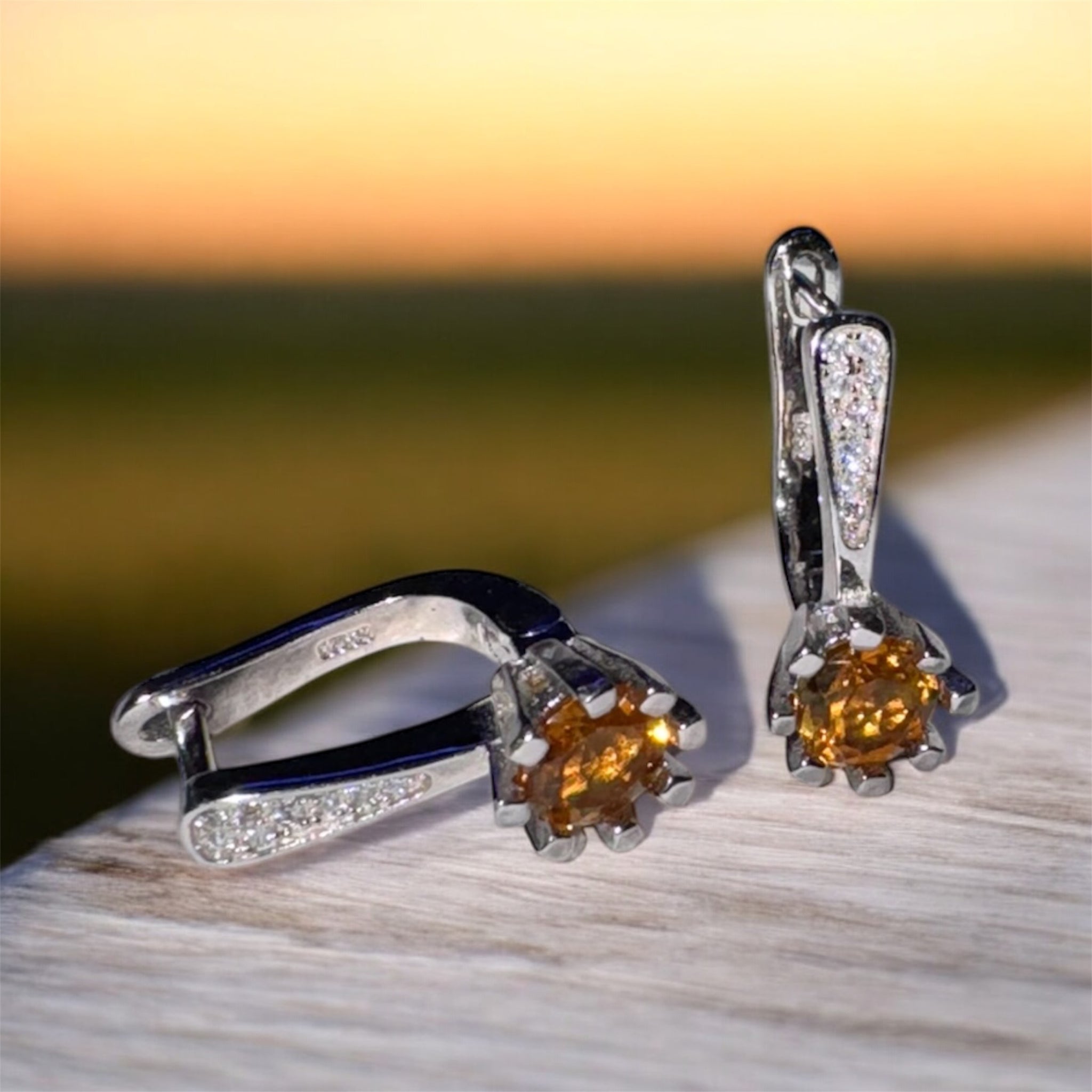 Golden Horizon: Radiant Yellow Earrings in 925 Sterling Silver"